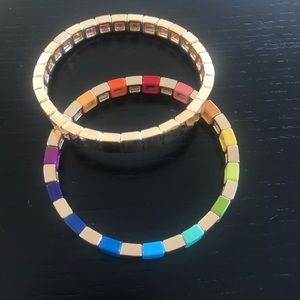 Enamel bracelets gold and multicolor
